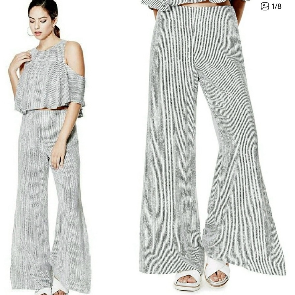 NWT Guess black & white striped pants & top
